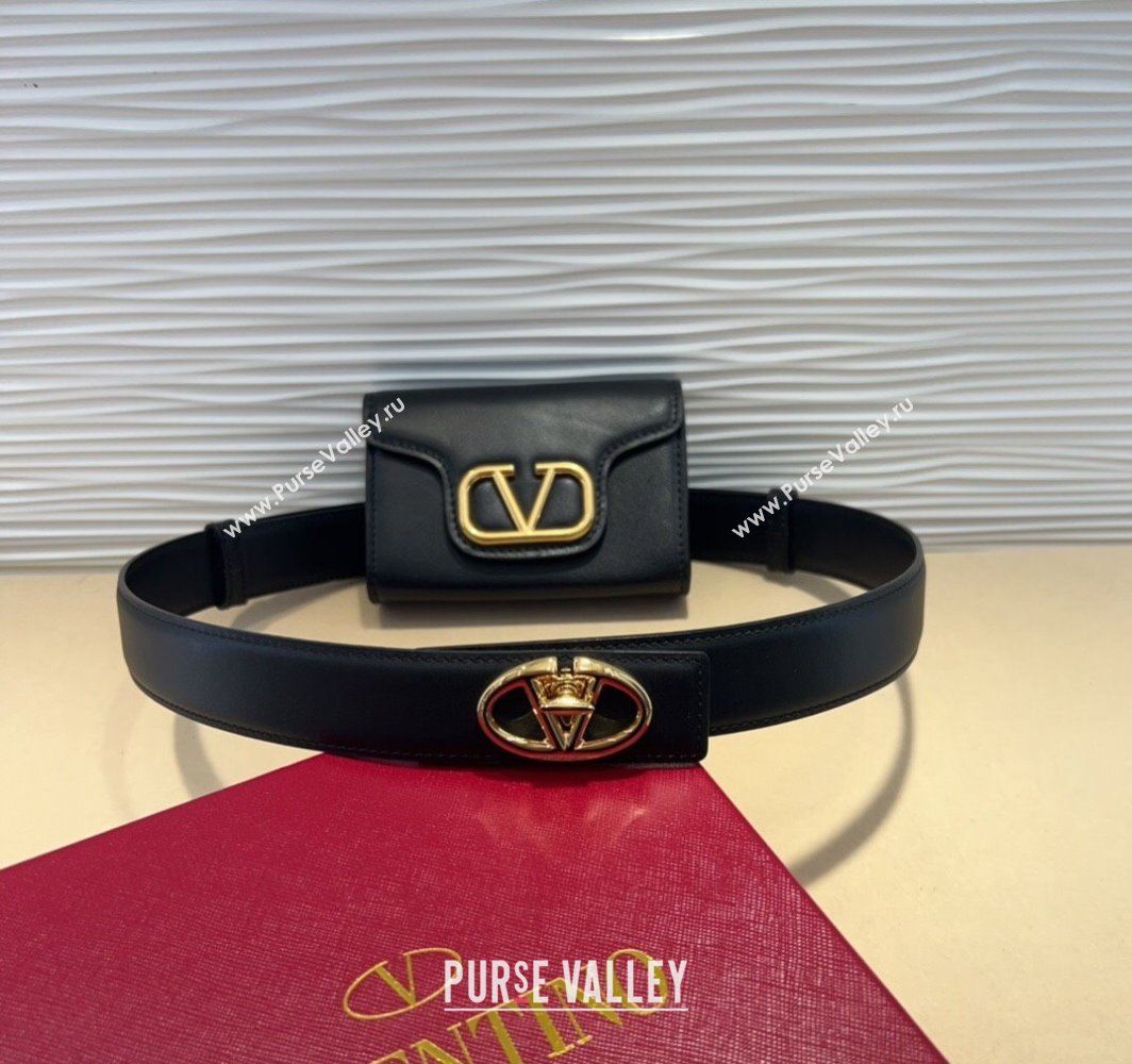 Valentino VLogo Signature Leather Belt Black 2025 (99-250317054)