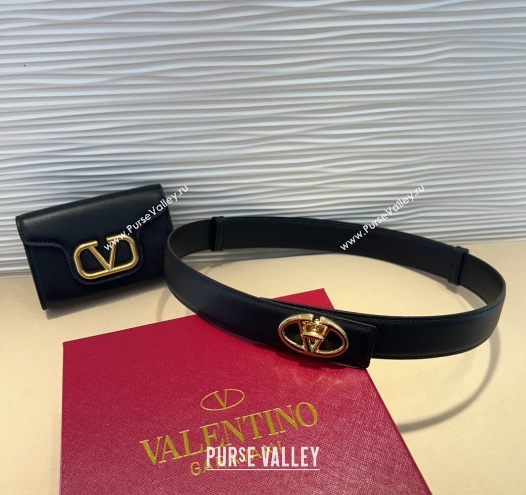 Valentino VLogo Signature Leather Belt Black 2025 (99-250317054)