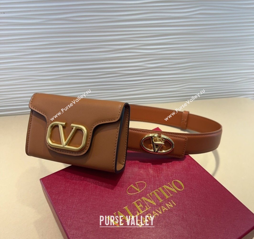 Valentino VLogo Signature Leather Belt Brown 2025 (99-250317055)