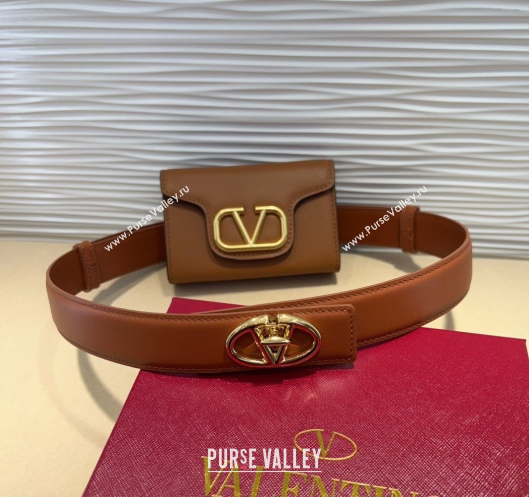 Valentino VLogo Signature Leather Belt Brown 2025 (99-250317055)