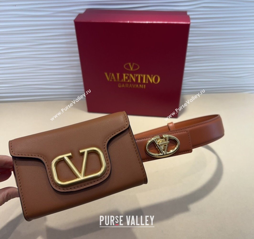 Valentino VLogo Signature Leather Belt Brown 2025 (99-250317055)