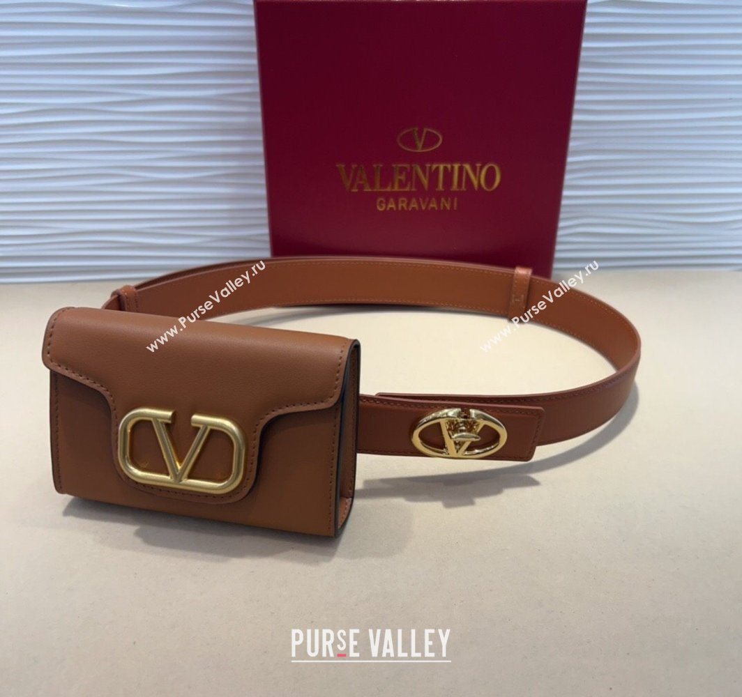 Valentino VLogo Signature Leather Belt Brown 2025 (99-250317055)