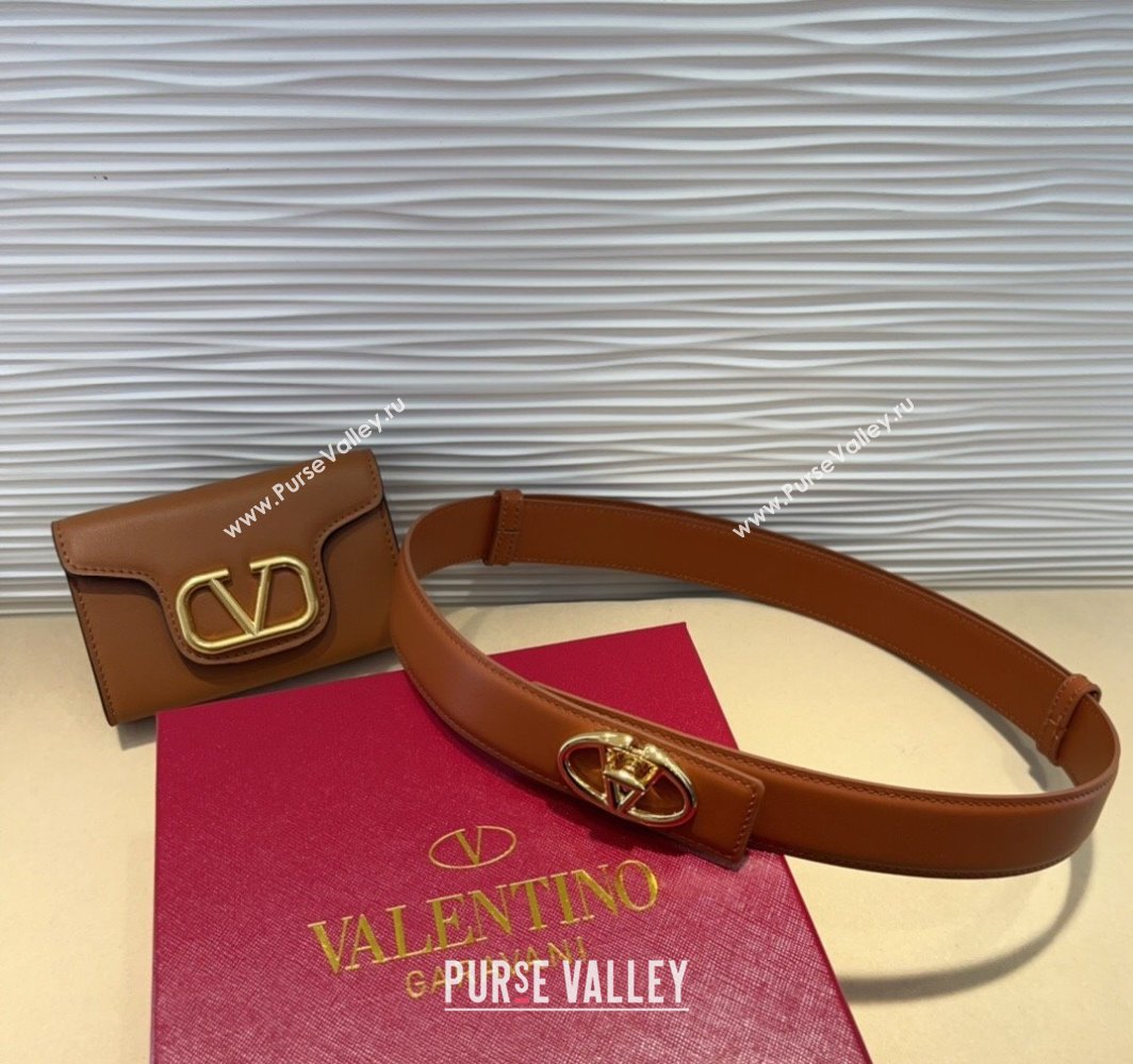 Valentino VLogo Signature Leather Belt Brown 2025 (99-250317055)