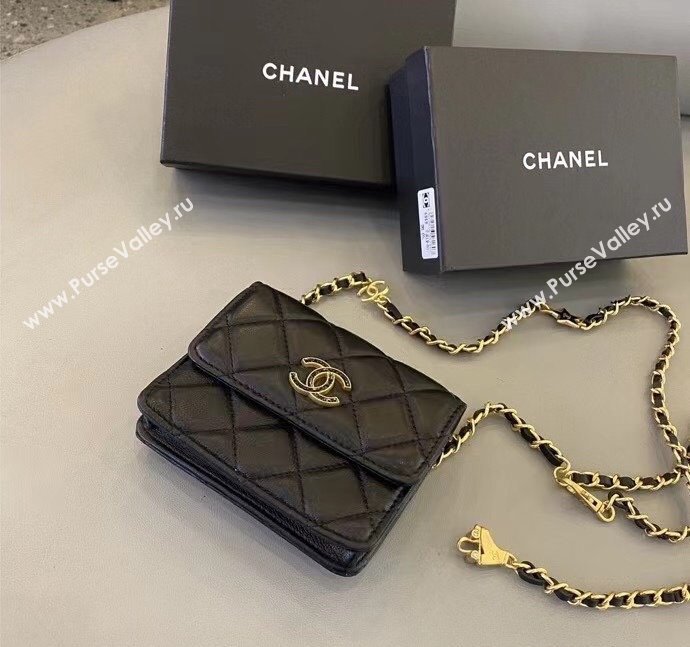 Chanel Lambskin Belt Bag Chain Mini bag Black 2025 0317 (99-250317036)