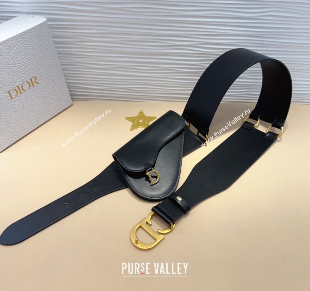 Dior Saddle Black Leather Belt Bag with Pouch 2025 (99-250317056)