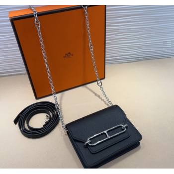 Hermes Roulis Slim Wallet Belt Bag Chain Mini bag in Epsom Leather Black 2025 0317 (99-250317037)