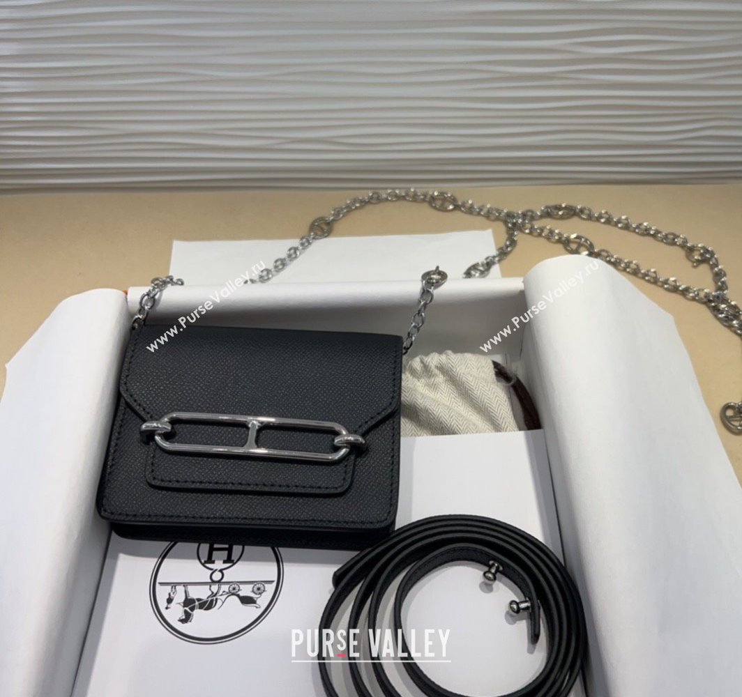 Hermes Roulis Slim Wallet Belt Bag Chain Mini bag in Epsom Leather Black 2025 0317 (99-250317037)