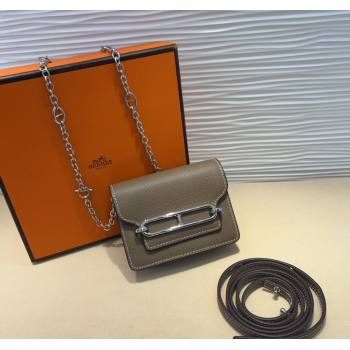Hermes Roulis Slim Wallet Belt Bag Chain Mini bag in Epsom Leather Grey 2025 0317 (99-250317038)