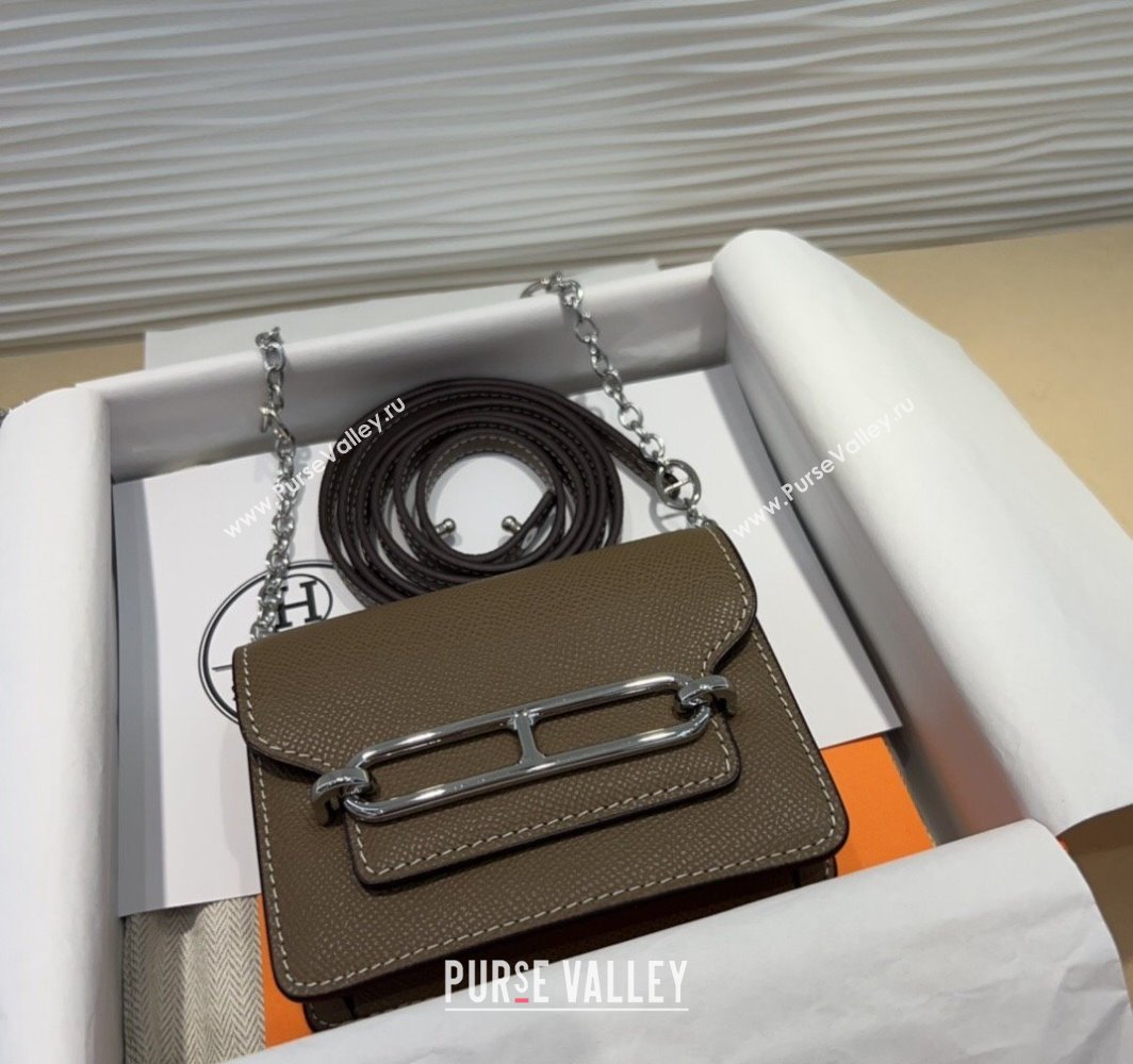 Hermes Roulis Slim Wallet Belt Bag Chain Mini bag in Epsom Leather Grey 2025 0317 (99-250317038)