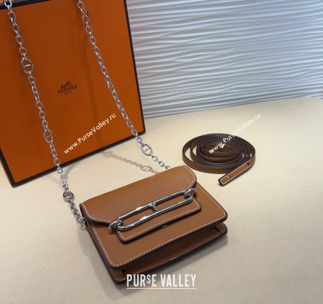 Hermes Roulis Slim Wallet Belt Bag Chain Mini bag in Epsom Leather Brown 2025 0317 (99-250317039)