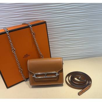 Hermes Roulis Slim Wallet Belt Bag Chain Mini bag in Epsom Leather Brown 2025 0317 (99-250317039)