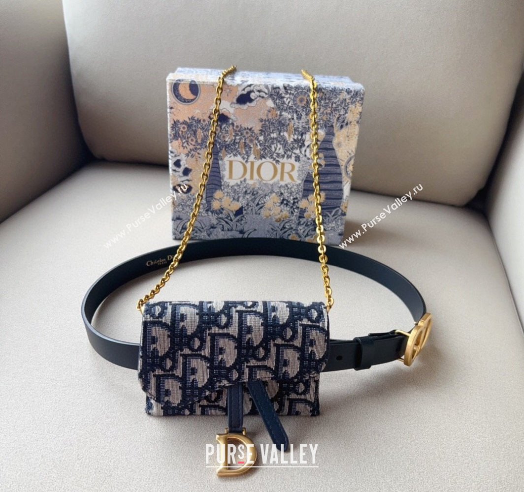 Dior Oblique Card Wallet Belt Bag Mini bag Blue/Black 2025 0317 (99-250317040)