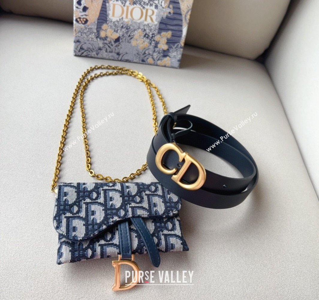 Dior Oblique Card Wallet Belt Bag Mini bag Blue/Black 2025 0317 (99-250317040)
