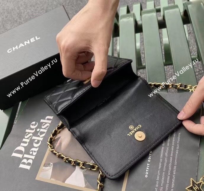 Chanel Grained Calfskin Belt Bag Chain Mini bag Black 2025 0317 (99-250317035)