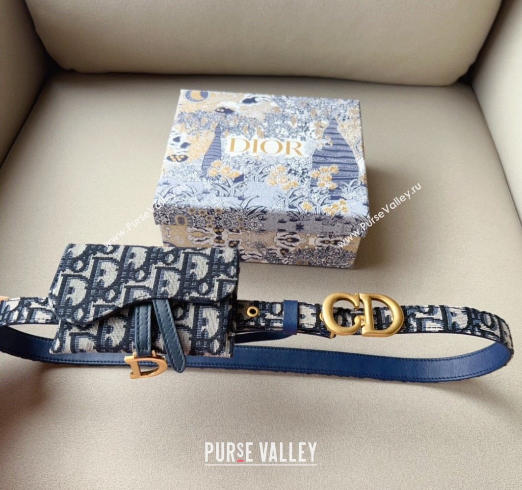 Dior Oblique Canvas Card Wallet Belt Bag Mini bag Blue 2025 0317 (99-250317042)