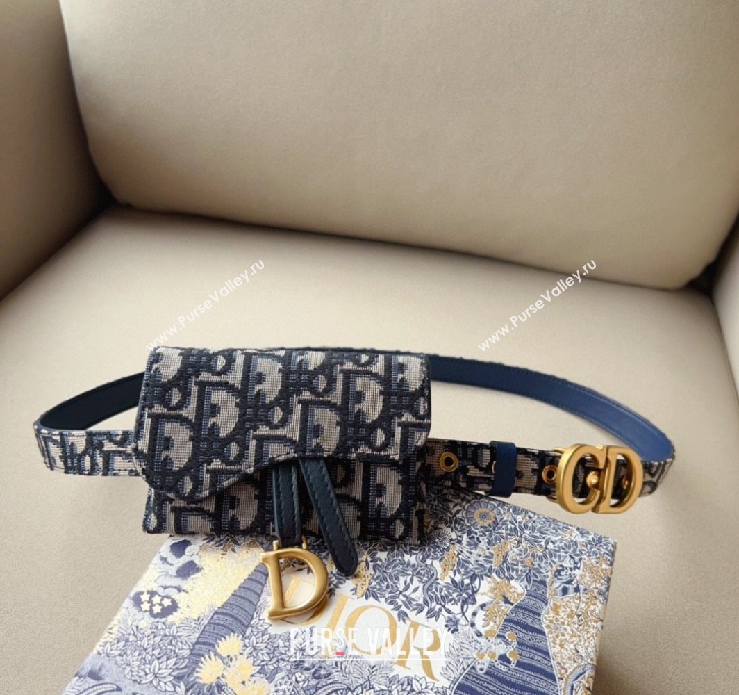 Dior Oblique Canvas Card Wallet Belt Bag Mini bag Blue 2025 0317 (99-250317042)