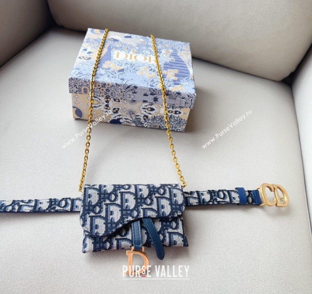 Dior Oblique Canvas Card Wallet Belt Bag Mini bag Blue 2025 0317 (99-250317042)