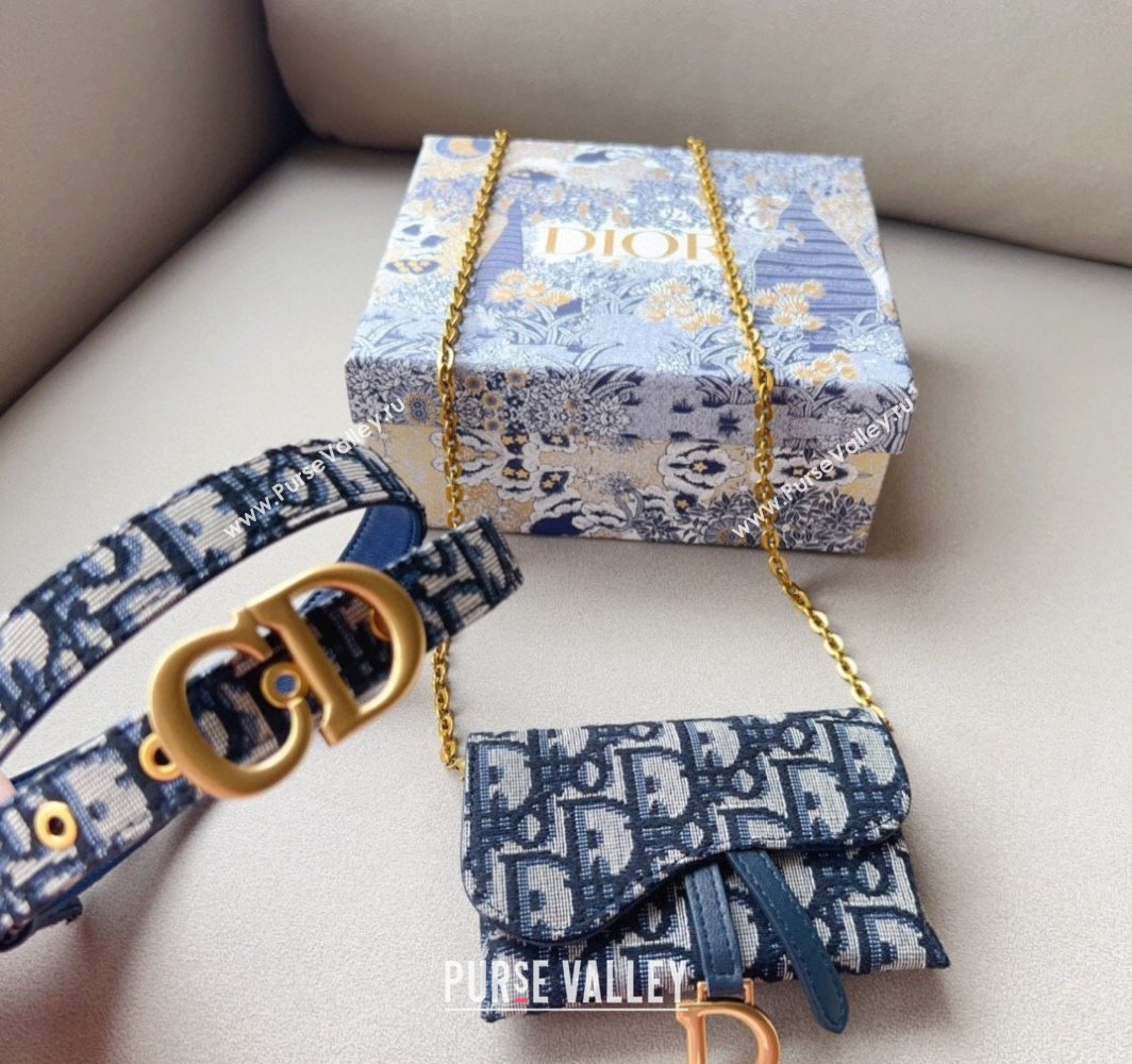 Dior Oblique Canvas Card Wallet Belt Bag Mini bag Blue 2025 0317 (99-250317042)