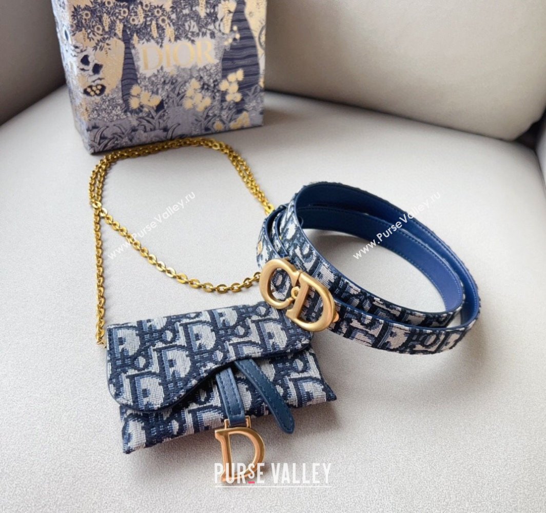 Dior Oblique Canvas Card Wallet Belt Bag Mini bag Blue 2025 0317 (99-250317042)