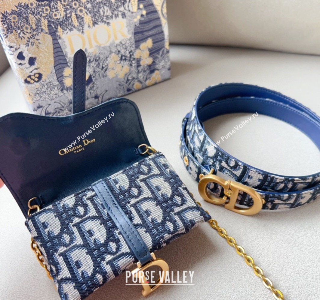 Dior Oblique Canvas Card Wallet Belt Bag Mini bag Blue 2025 0317 (99-250317042)
