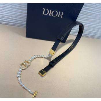 Dior Montaigne Pearls Chain Leather Belt 1.8cm 2025 0317 (99-250317043)