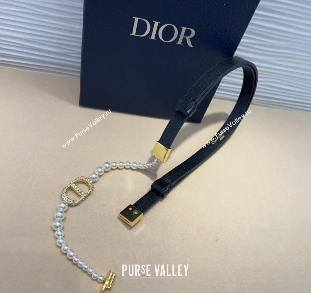 Dior Montaigne Pearls Chain Leather Belt 1.8cm 2025 0317 (99-250317043)