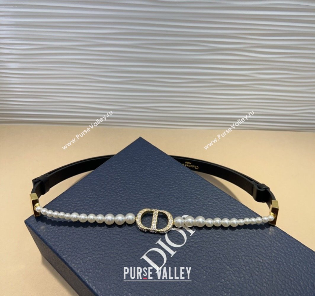 Dior Montaigne Pearls Chain Leather Belt 1.8cm 2025 0317 (99-250317043)