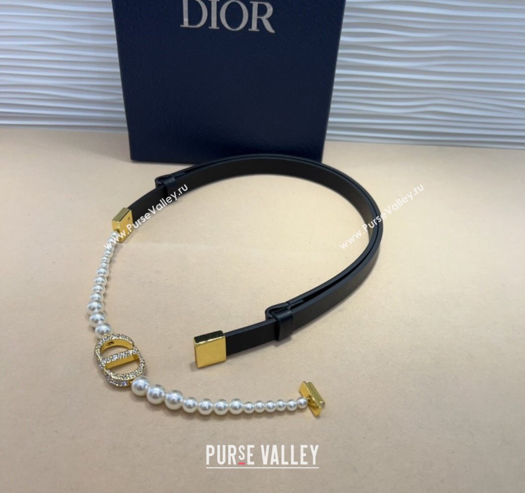 Dior Montaigne Pearls Chain Leather Belt 1.8cm 2025 0317 (99-250317043)