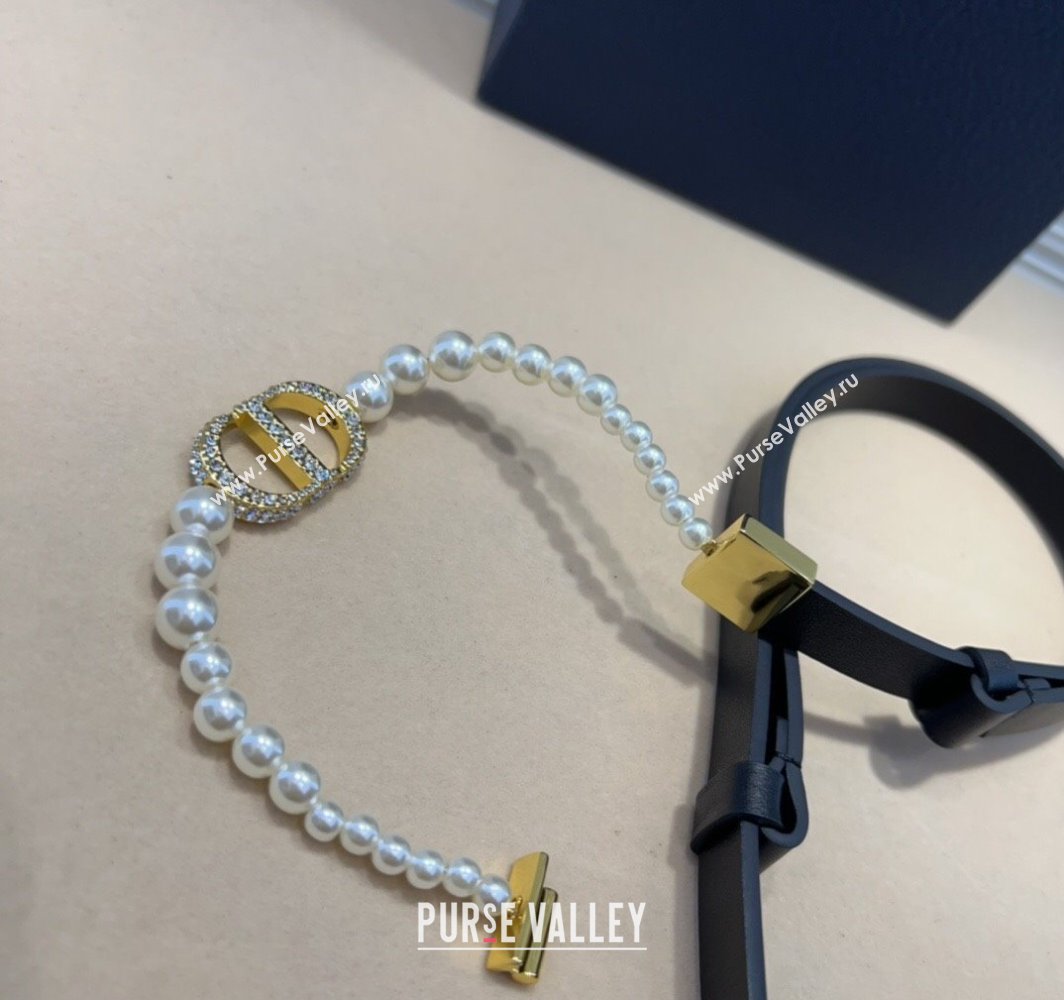 Dior Montaigne Pearls Chain Leather Belt 1.8cm 2025 0317 (99-250317043)