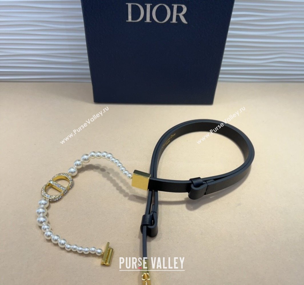 Dior Montaigne Pearls Chain Leather Belt 1.8cm 2025 0317 (99-250317043)
