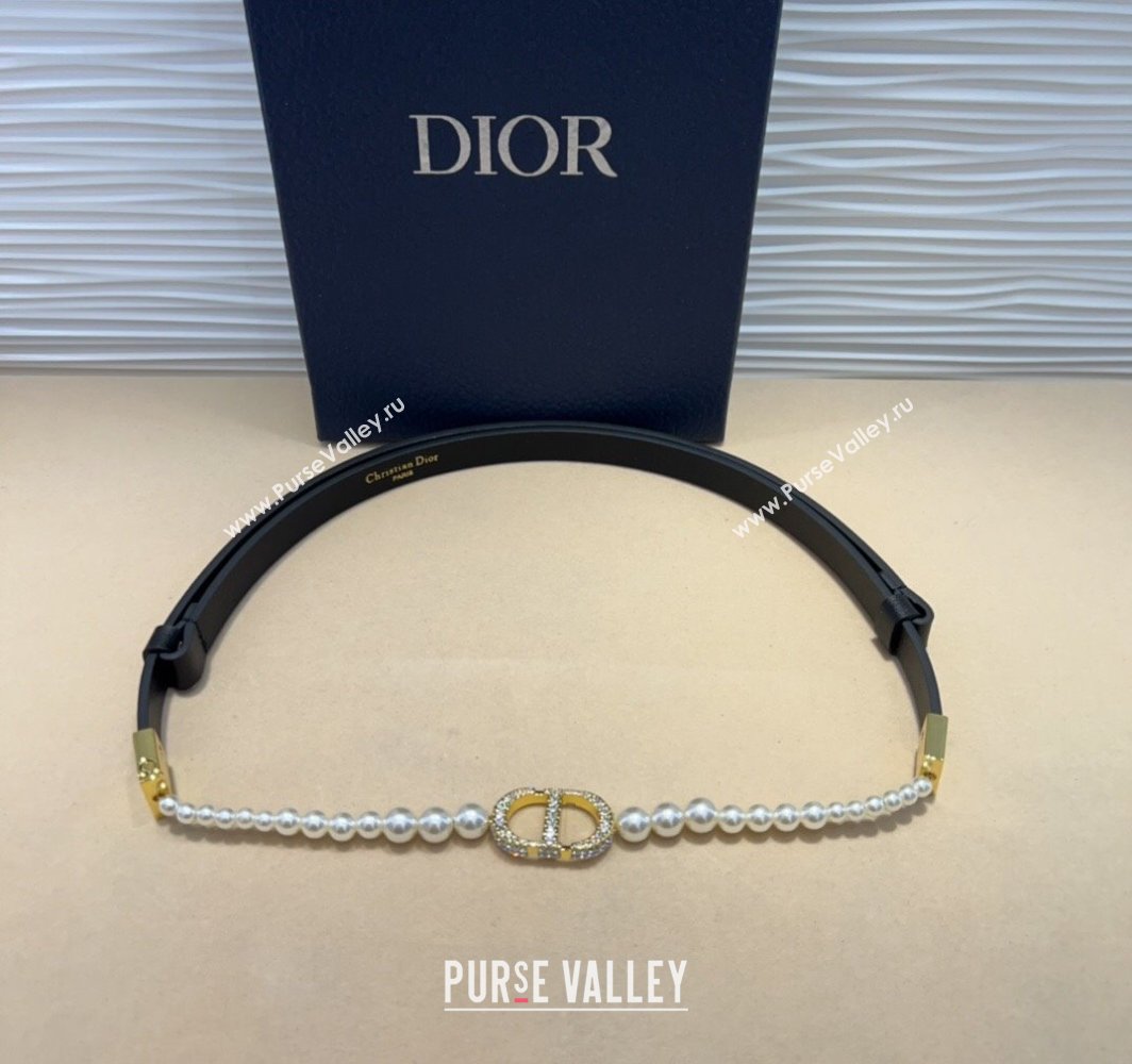 Dior Montaigne Pearls Chain Leather Belt 1.8cm 2025 0317 (99-250317043)