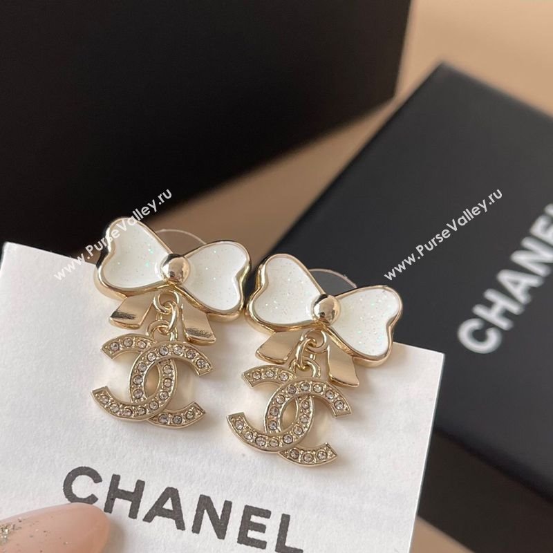 Chanel Bow Short Earrings White 2025 0320 (YF-250320039)