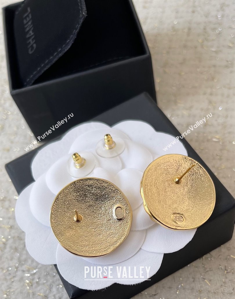 Chanel Quilted Round Stud Earrings Gold 2025 (YF-250320030)