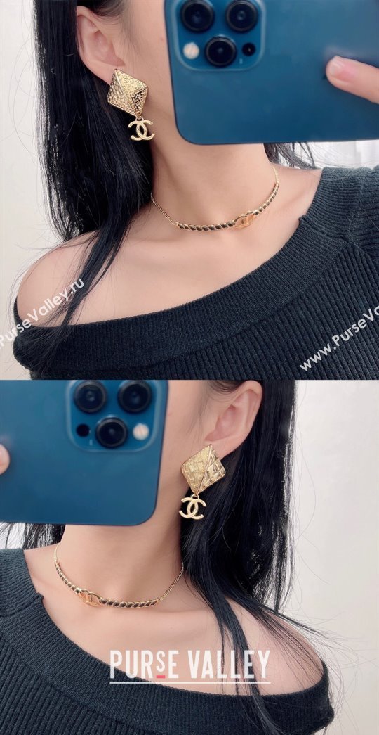 Chanel Quilted Short Earrings Gold 2025 ABE612 (YF-250320031)