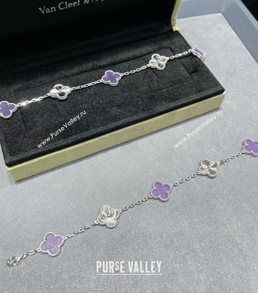 Van Cleef Arpels Alhambra Bracelet, 5 Motifs Purple/Silver 2025 0320 (YF-250320115)