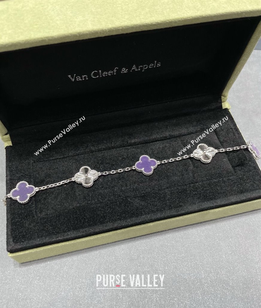 Van Cleef Arpels Alhambra Bracelet, 5 Motifs Purple/Silver 2025 0320 (YF-250320115)