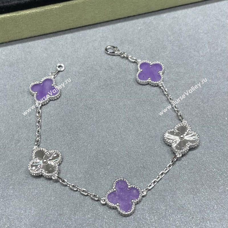 Van Cleef Arpels Alhambra Bracelet, 5 Motifs Purple/Silver 2025 0320 (YF-250320115)