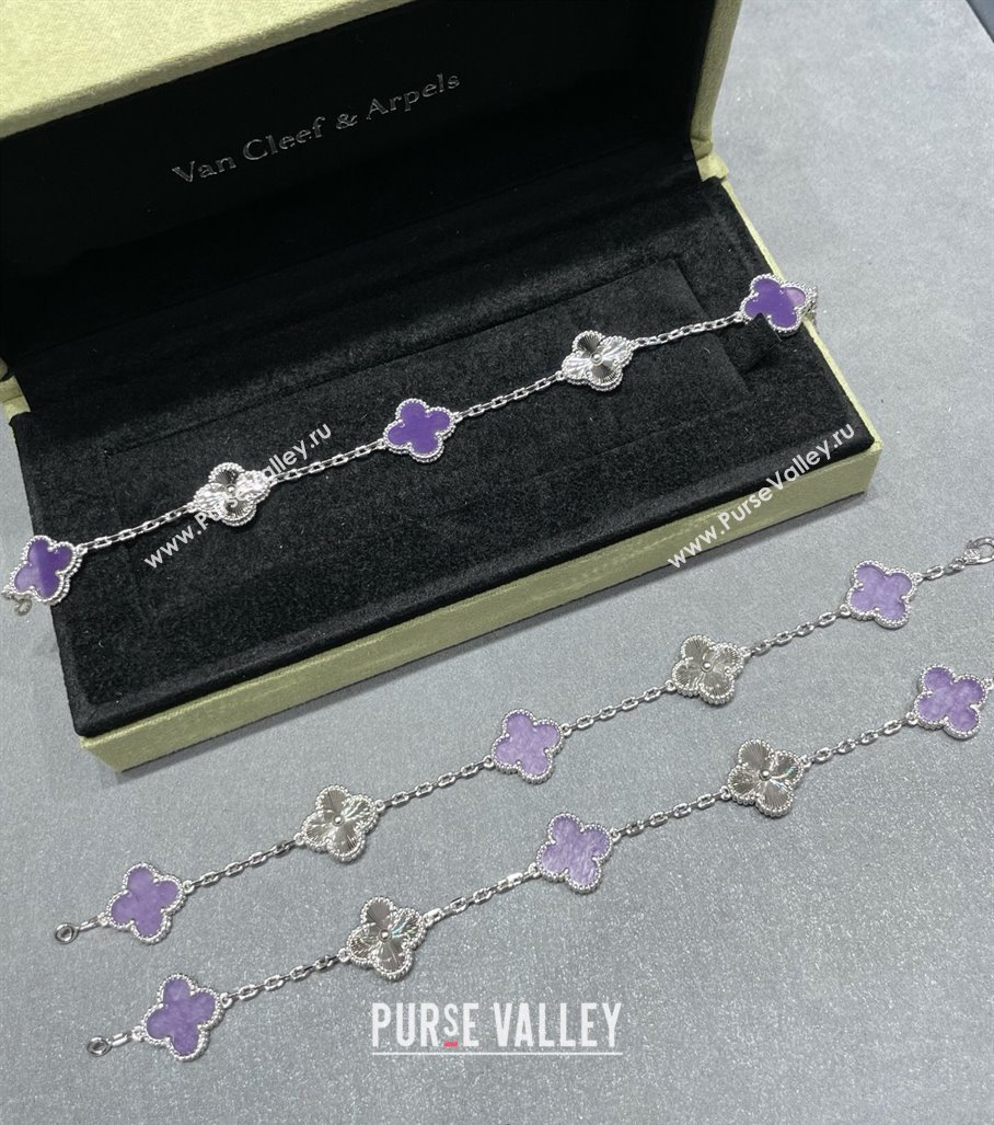 Van Cleef Arpels Alhambra Bracelet, 5 Motifs Purple/Silver 2025 0320 (YF-250320115)