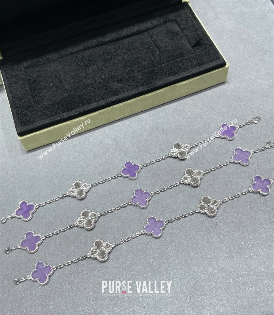 Van Cleef Arpels Alhambra Bracelet, 5 Motifs Purple/Silver 2025 0320 (YF-250320115)