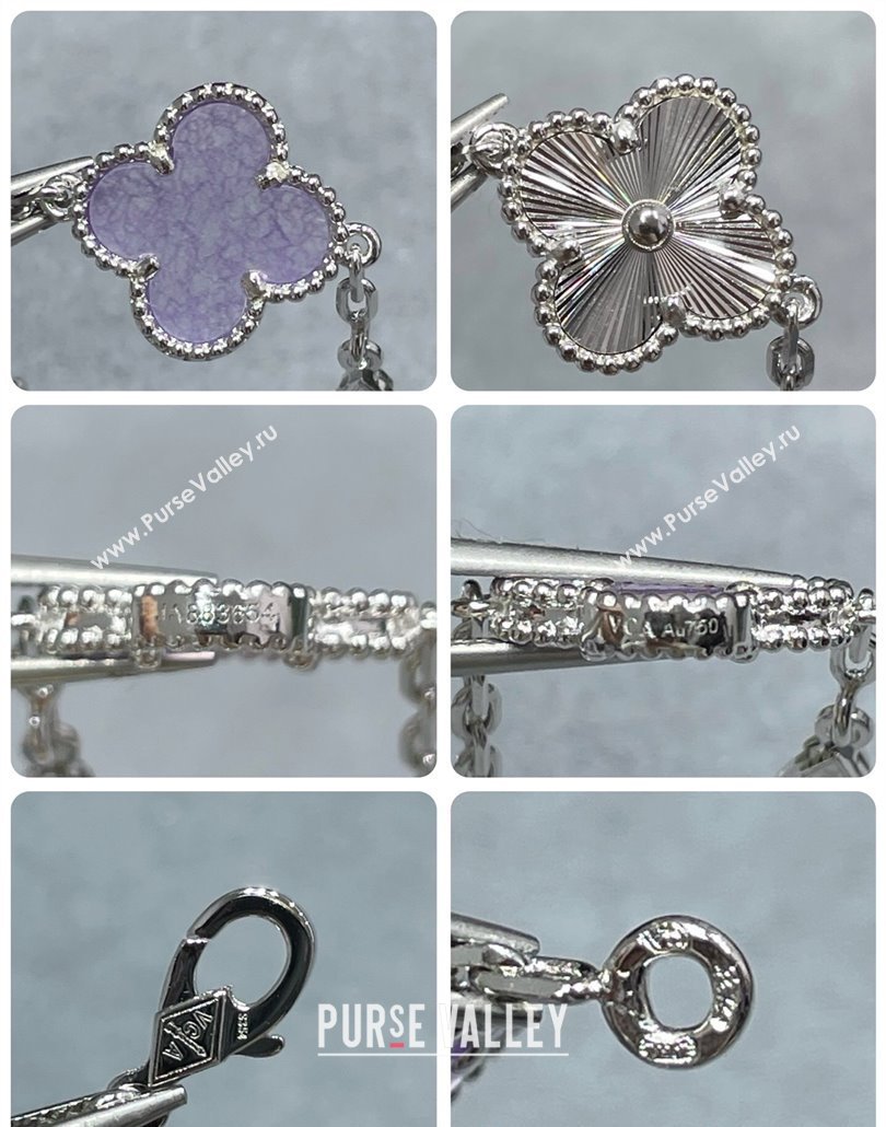 Van Cleef Arpels Alhambra Bracelet, 5 Motifs Purple/Silver 2025 0320 (YF-250320115)