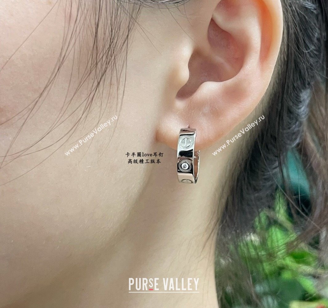 Cartier LOVE Hoop Earrings , Classic Model, 2 Strass Silver 2025 0320 (YF-250320123)