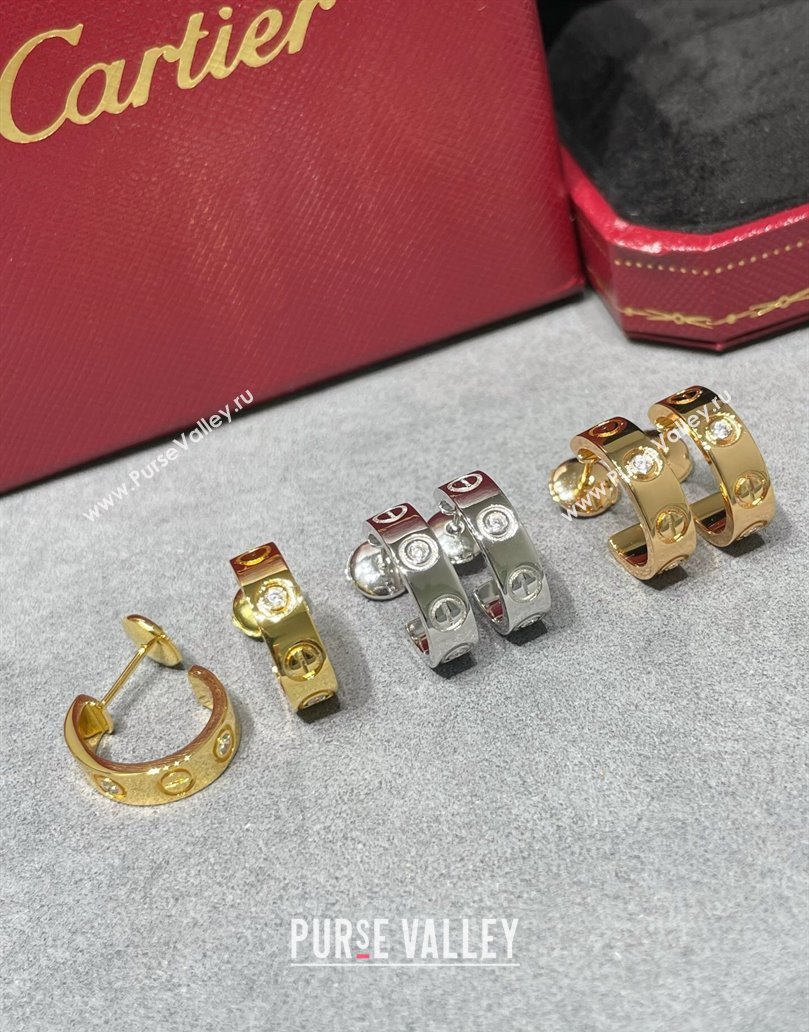 Cartier LOVE Hoop Earrings , Classic Model, 2 Strass Yellow Gold 2025 0320 (YF-250320122)
