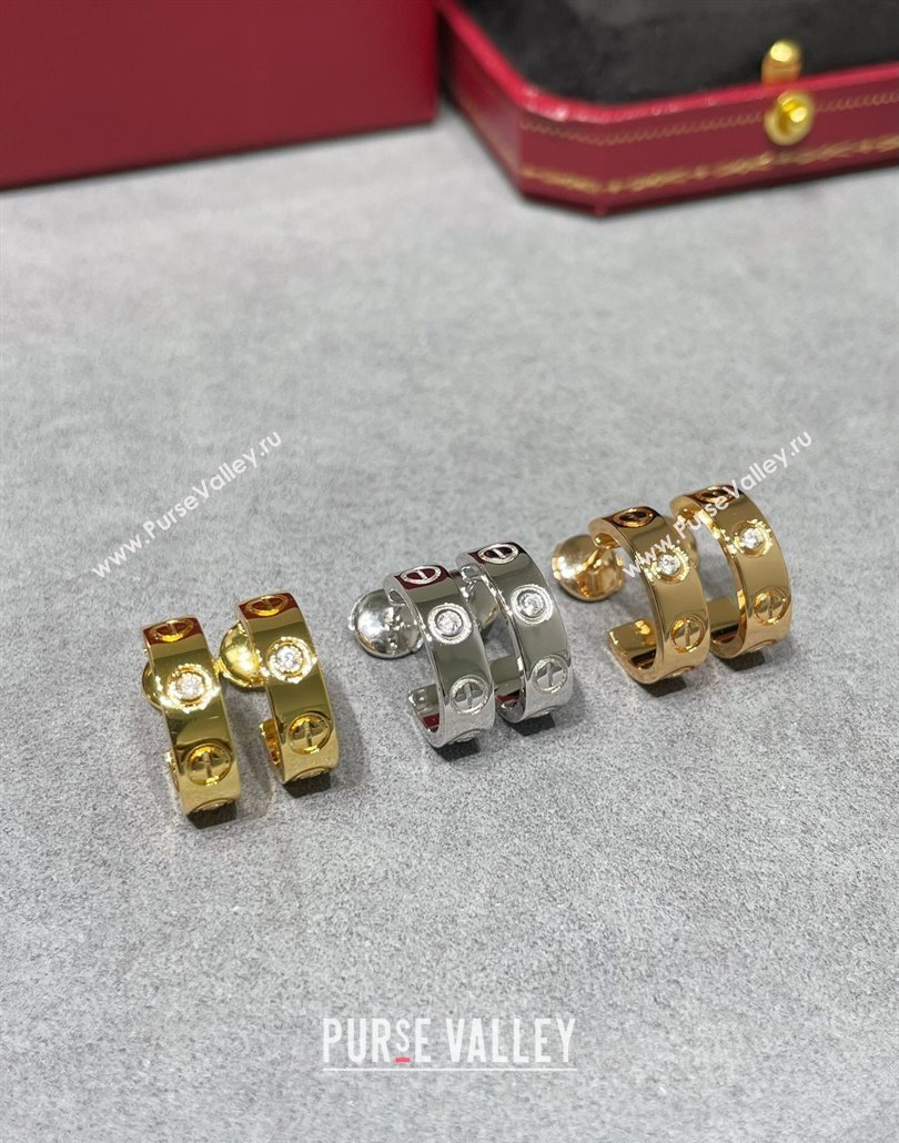 Cartier LOVE Hoop Earrings , Classic Model, 2 Strass Yellow Gold 2025 0320 (YF-250320122)