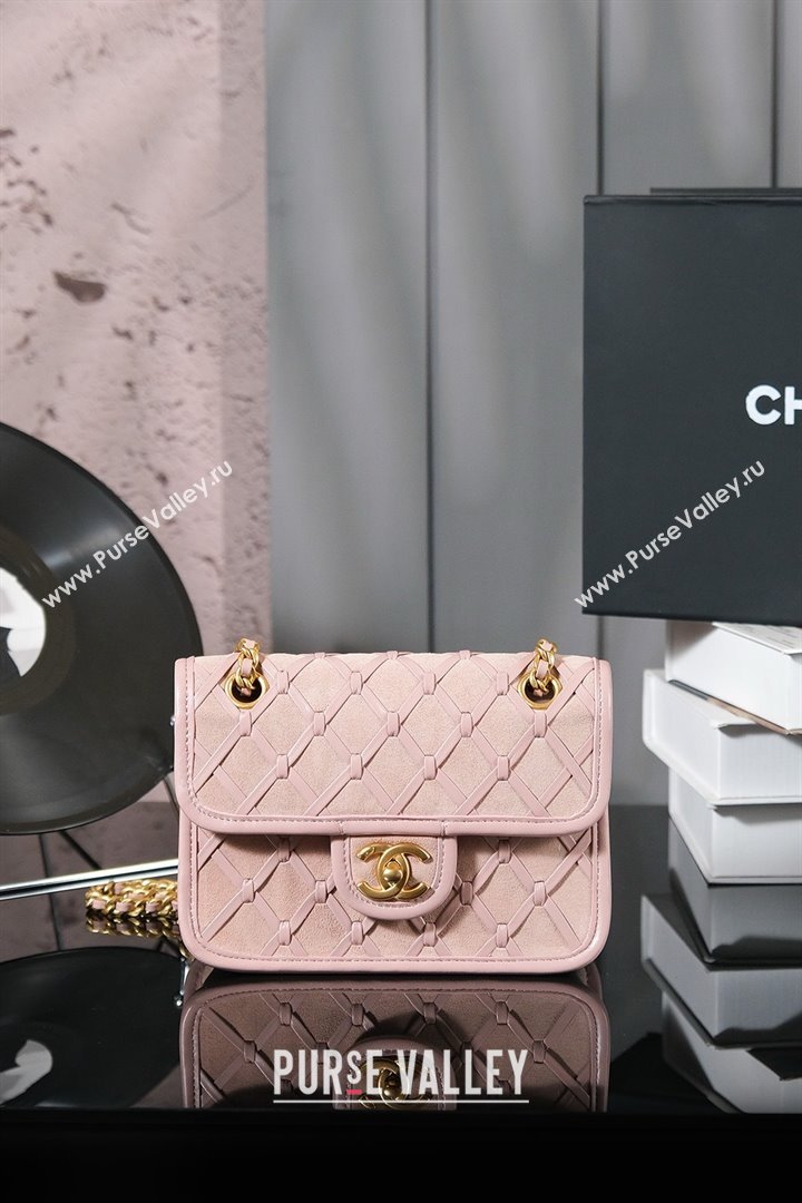 Chanel Mini Flap Bag in Suede Calfskin AS4797 Pink 2025 (YEZI-25050717)