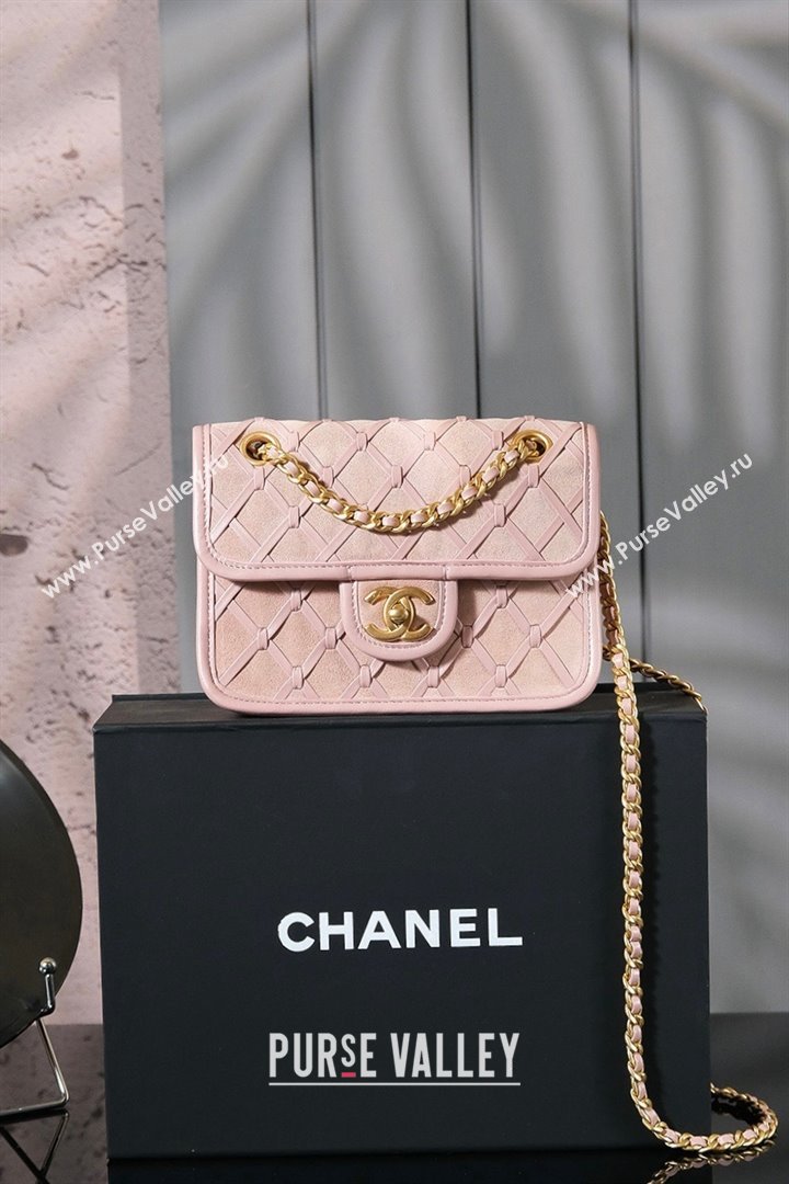 Chanel Mini Flap Bag in Suede Calfskin AS4797 Pink 2025 (YEZI-25050717)