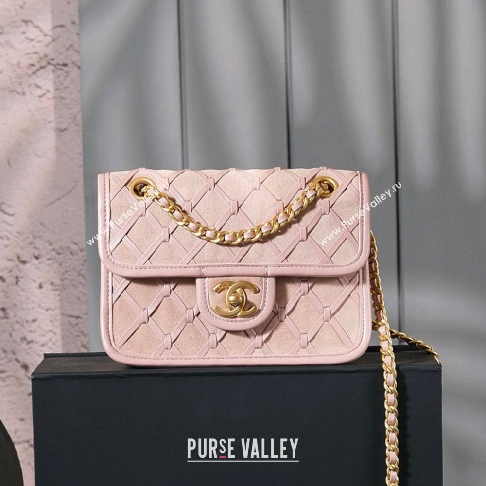 Chanel Mini Flap Bag in Suede Calfskin AS4797 Pink 2025 (YEZI-25050717)