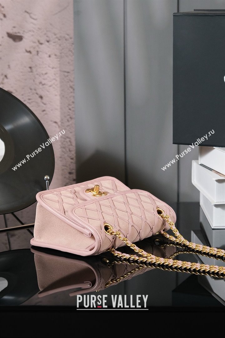 Chanel Mini Flap Bag in Suede Calfskin AS4797 Pink 2025 (YEZI-25050717)