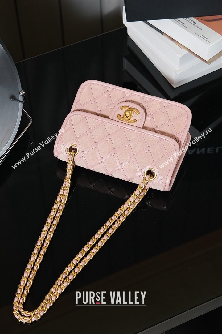 Chanel Mini Flap Bag in Suede Calfskin AS4797 Pink 2025 (YEZI-25050717)