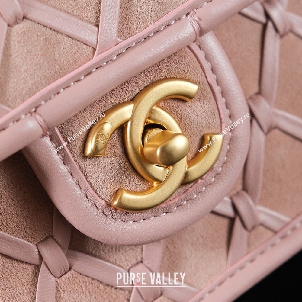 Chanel Mini Flap Bag in Suede Calfskin AS4797 Pink 2025 (YEZI-25050717)
