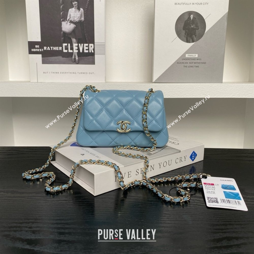Chanel Lambskin Clutch with Chain AP4593 Blue 2025 (YEZI-25041104)